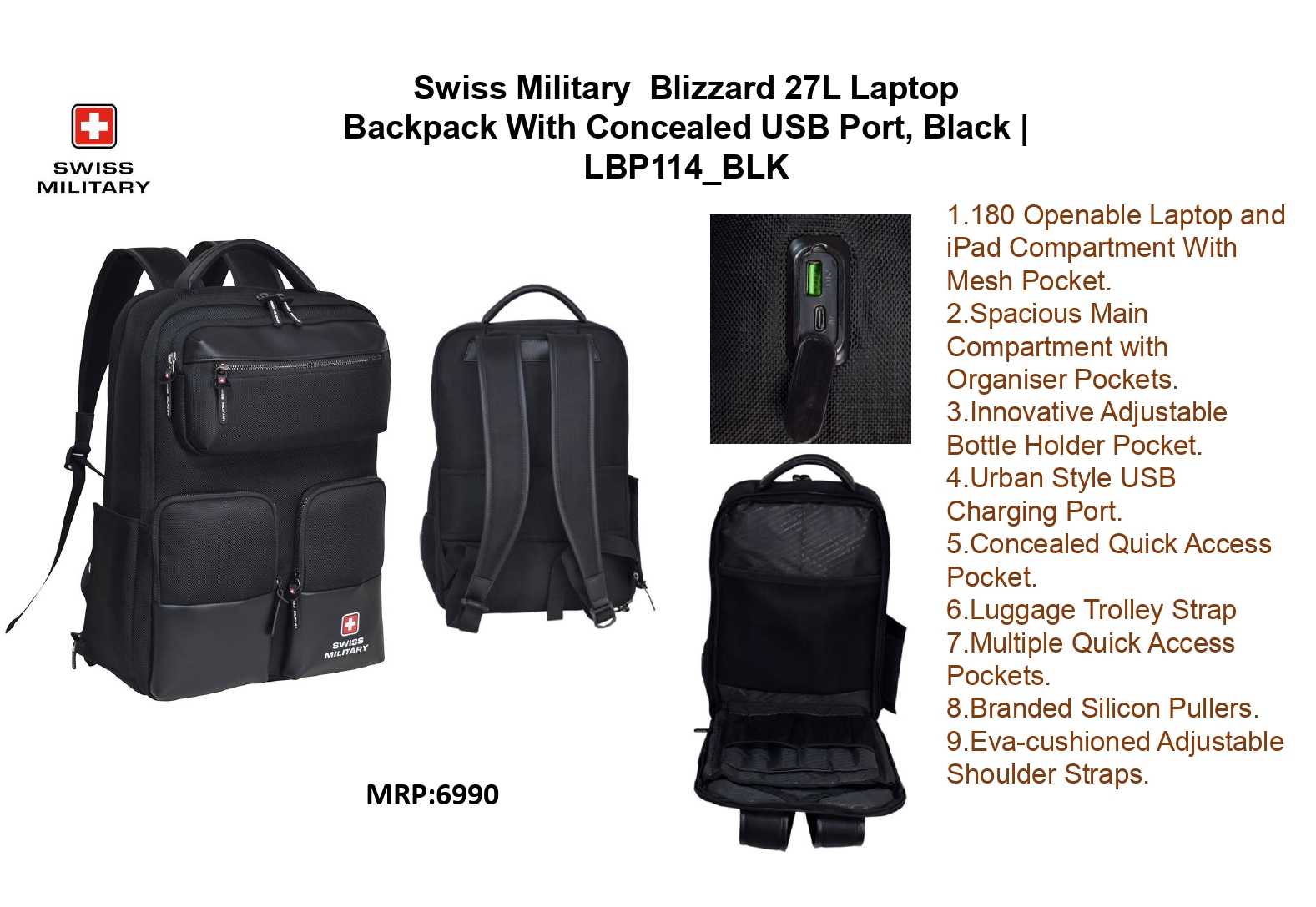 SWISS MILITARY Blizzard 27L Laptop Backpack