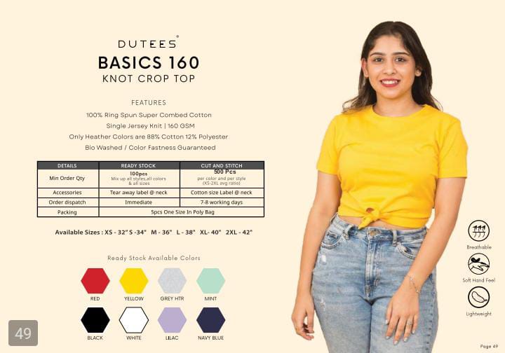 DUTEES BASIC 160 KNOT CROP TOP