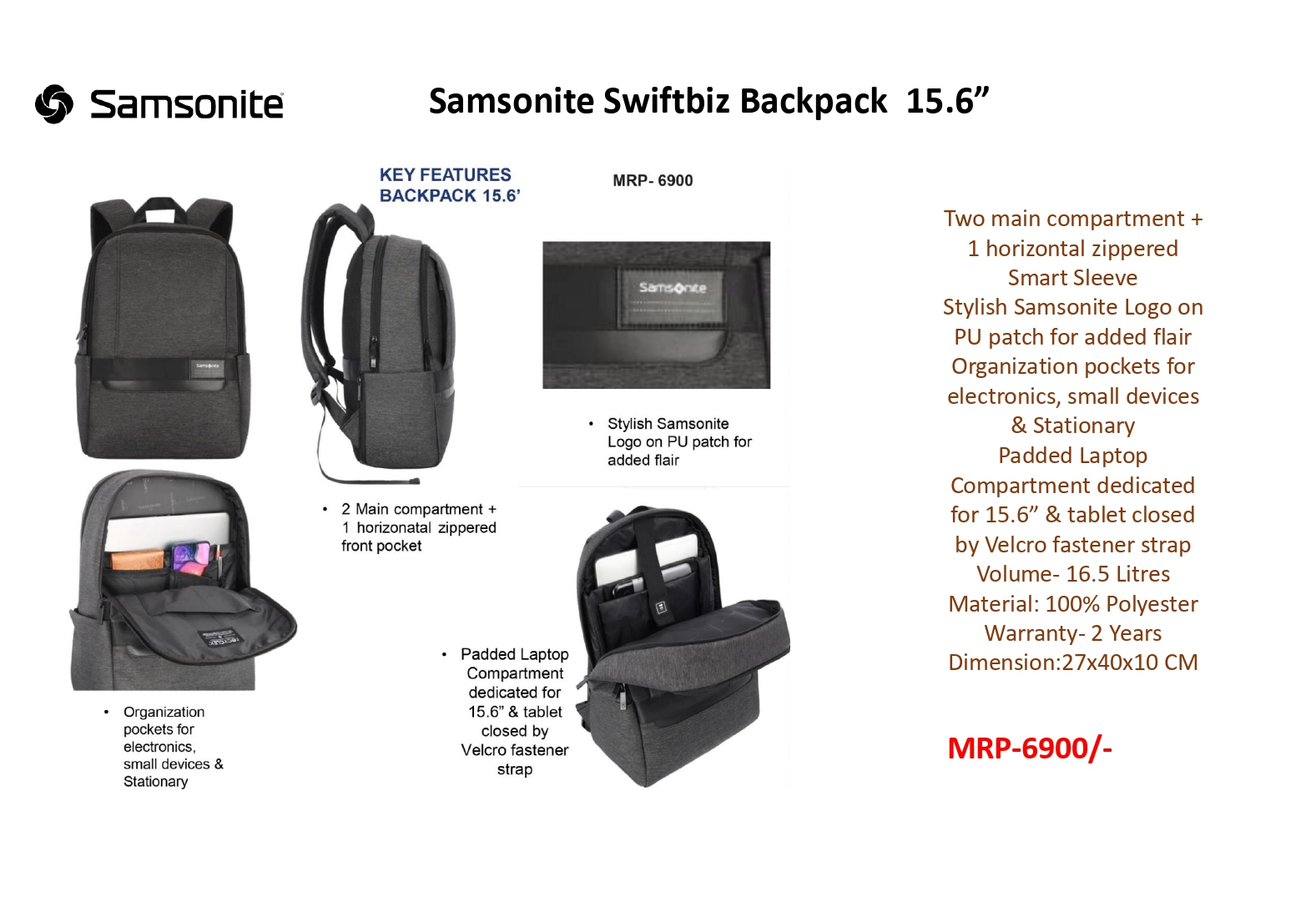 SAMSONITE Swiftbiz Laptop Backpack