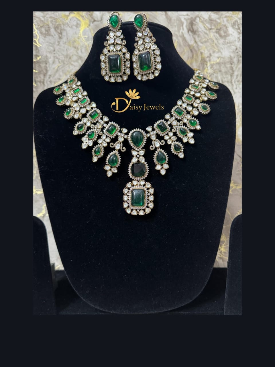 Kundan with  Green Stones
