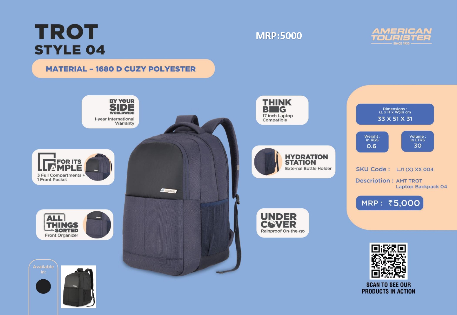 AMRICAN TOURISTER TROT Laptop Backpack (STYLE 04)