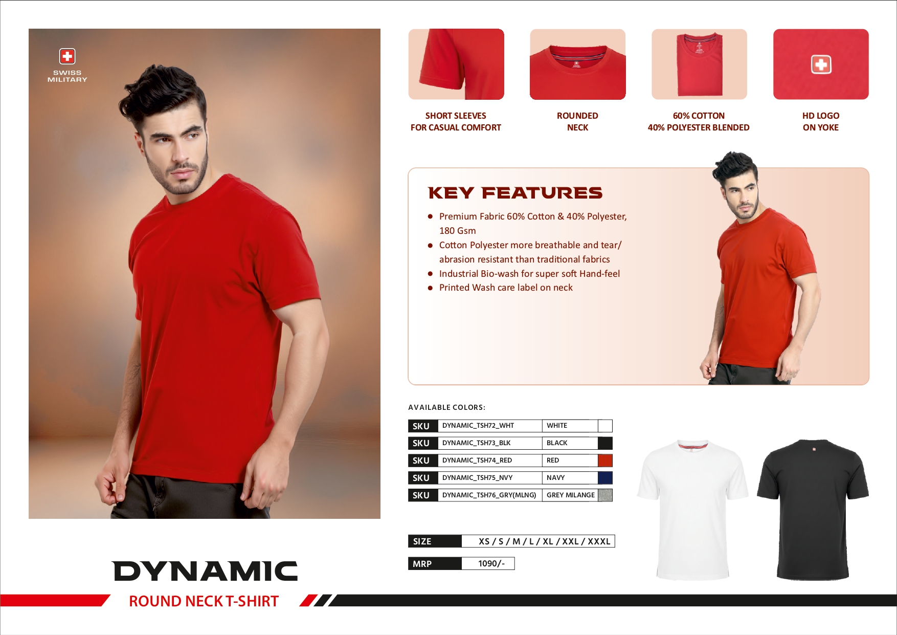 SWISS MILITARY Poly Cotton RN T-Shirt