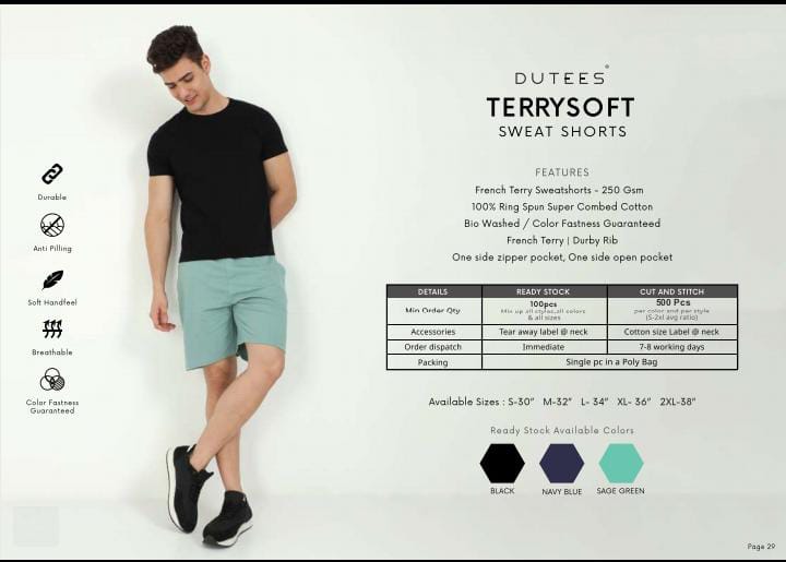 DUTEES TERRYSOFT SWEAT SHORTS