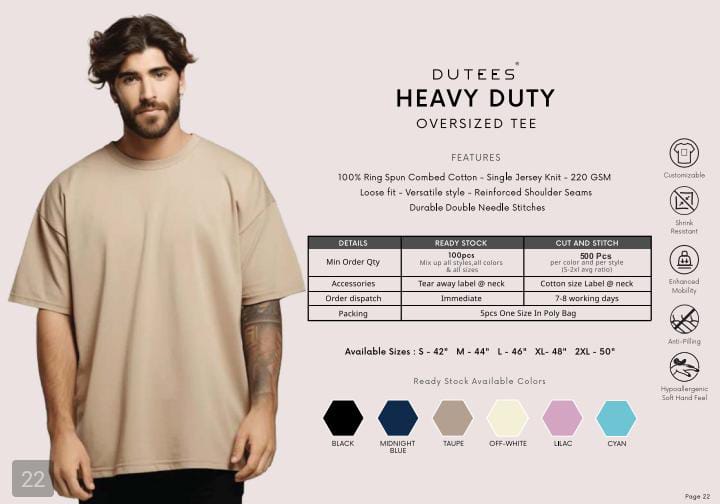 DUTEES HEAVY DUTY OVERSIZED TEE