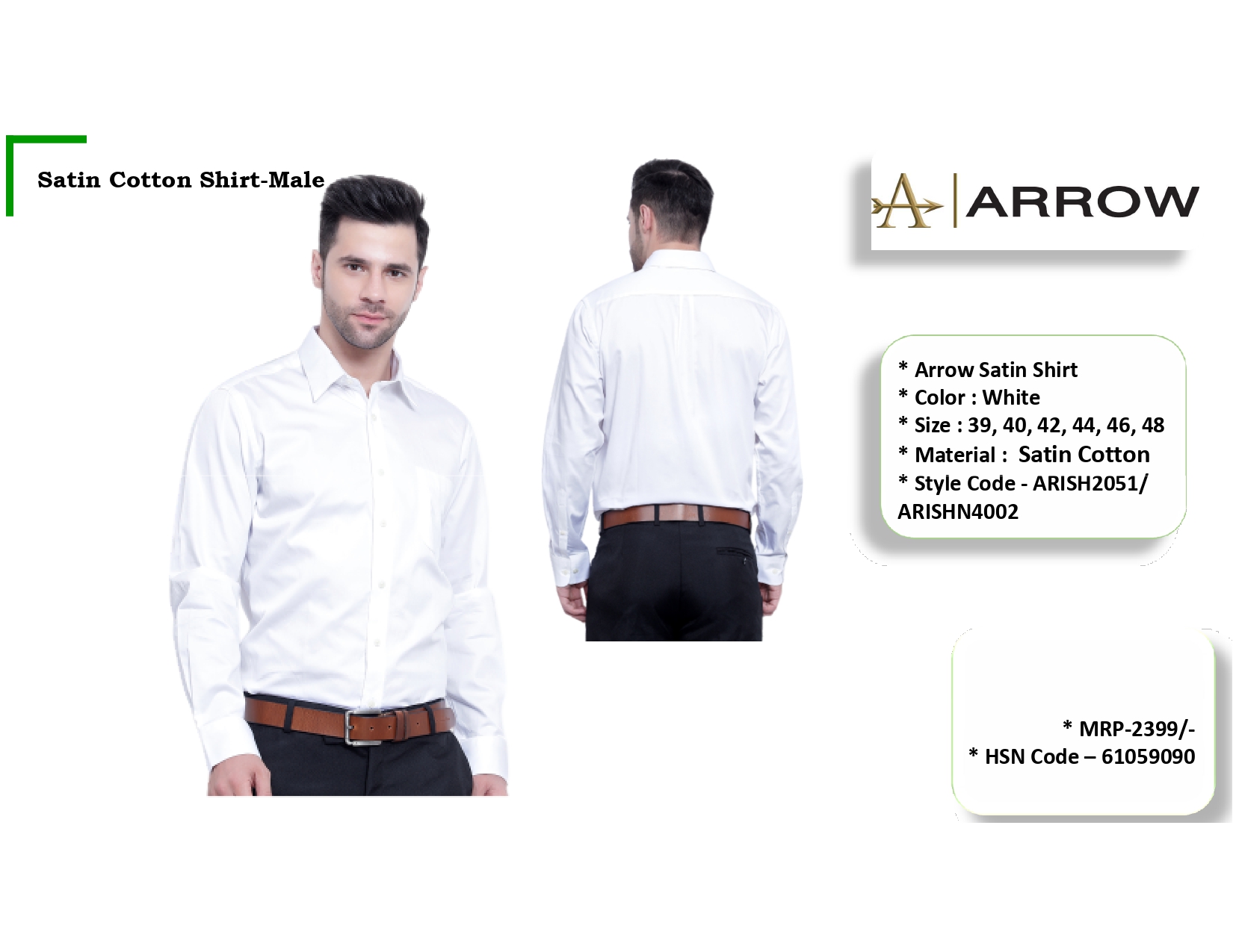 ARROW Satin Cotton Shirt Male/Female