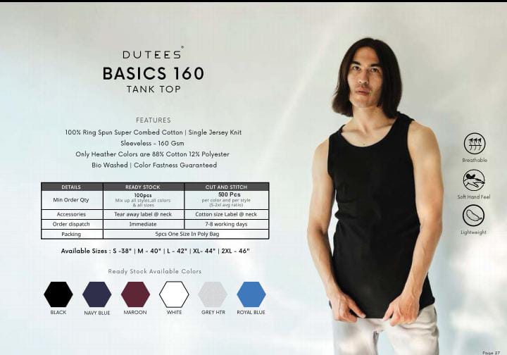 DUTEES BASIC 160 TANK TOP